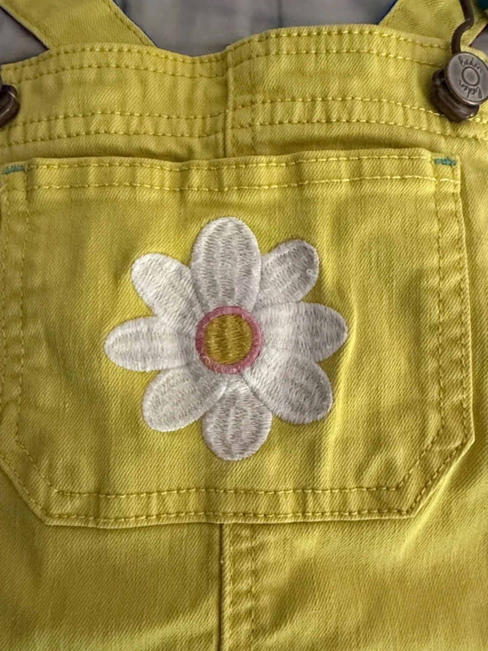 Mini Boden Yellow Daisy Short Overalls with Rainbow Straps 6-7yr - Picture 3 of 5
